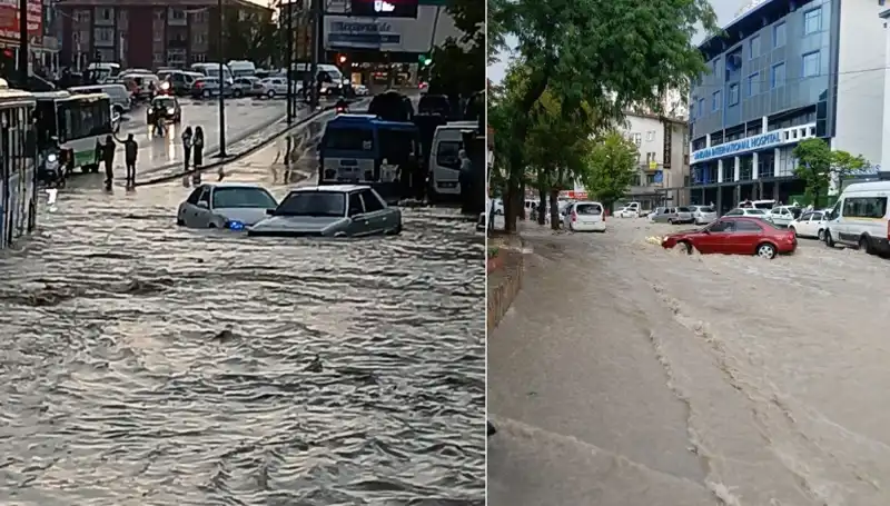Ankara'da Şiddetli Sağanak Yağış: Arabalar Nasıl Sürüklendi?